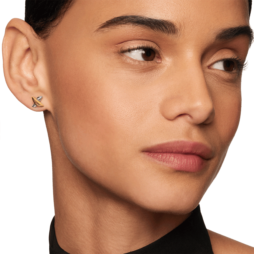 David Yurman Petite X Stud Earrings with 18k Yellow Gold