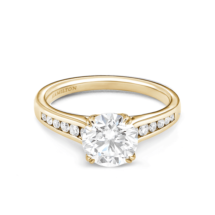 Hamilton Cherish Collection 18k Yellow Gold and 0.21 Total Weight Diamond Channel Set Mounting Ring