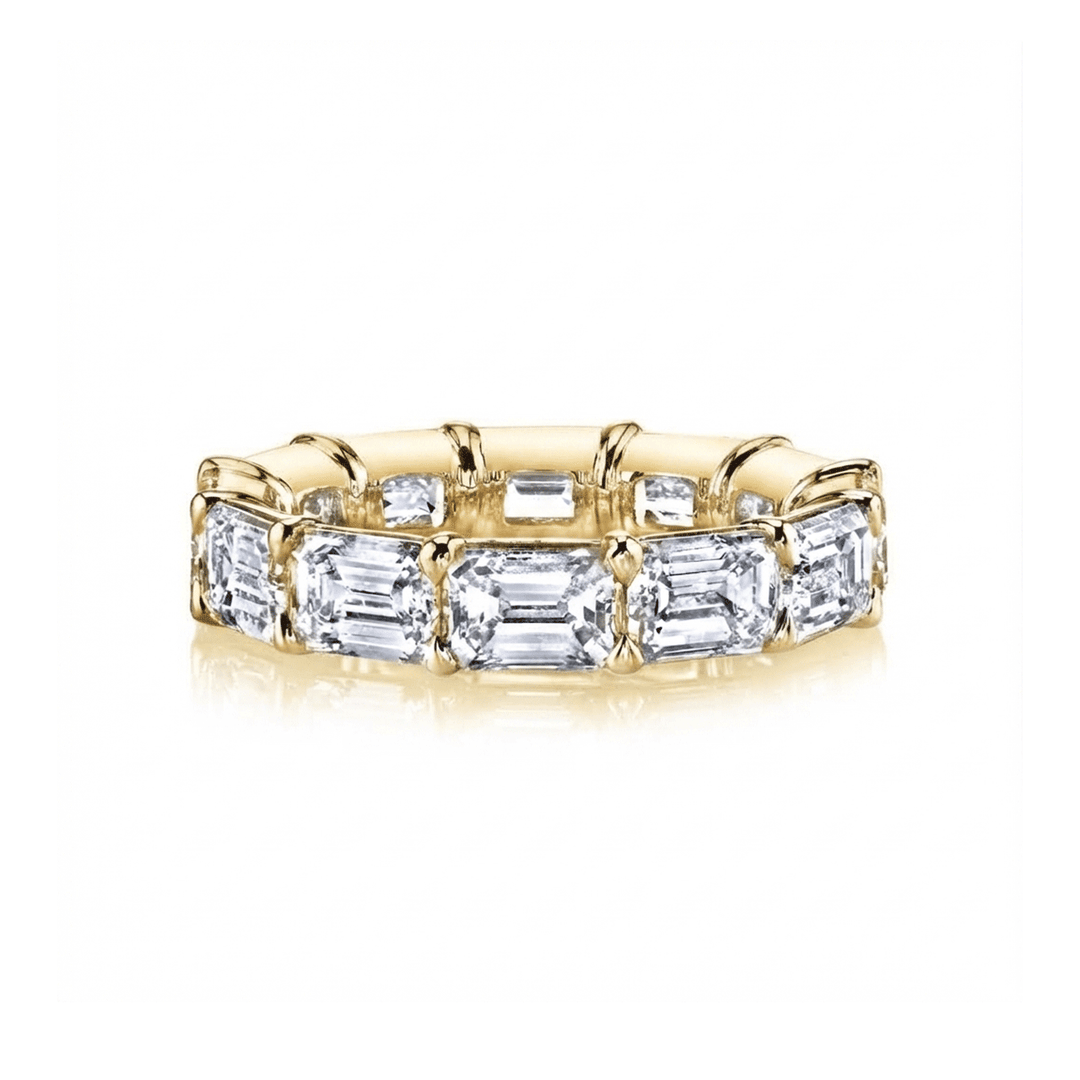 18k Yellow Gold and 3.10 Total Weight Emerald Cut Diamond Eternity Band