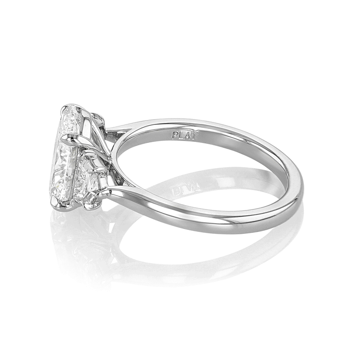 Hamilton Origin Platinum and 2.52 Total Weight Oval Diamond Three Stone Engagement Ring