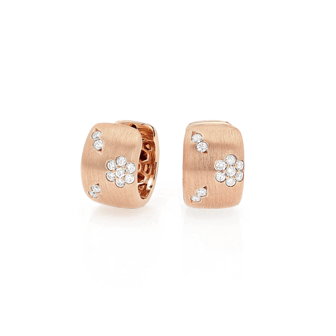 Hamilton Fleur 18k Rose Gold and .31 Total Weight Diamond Huggies