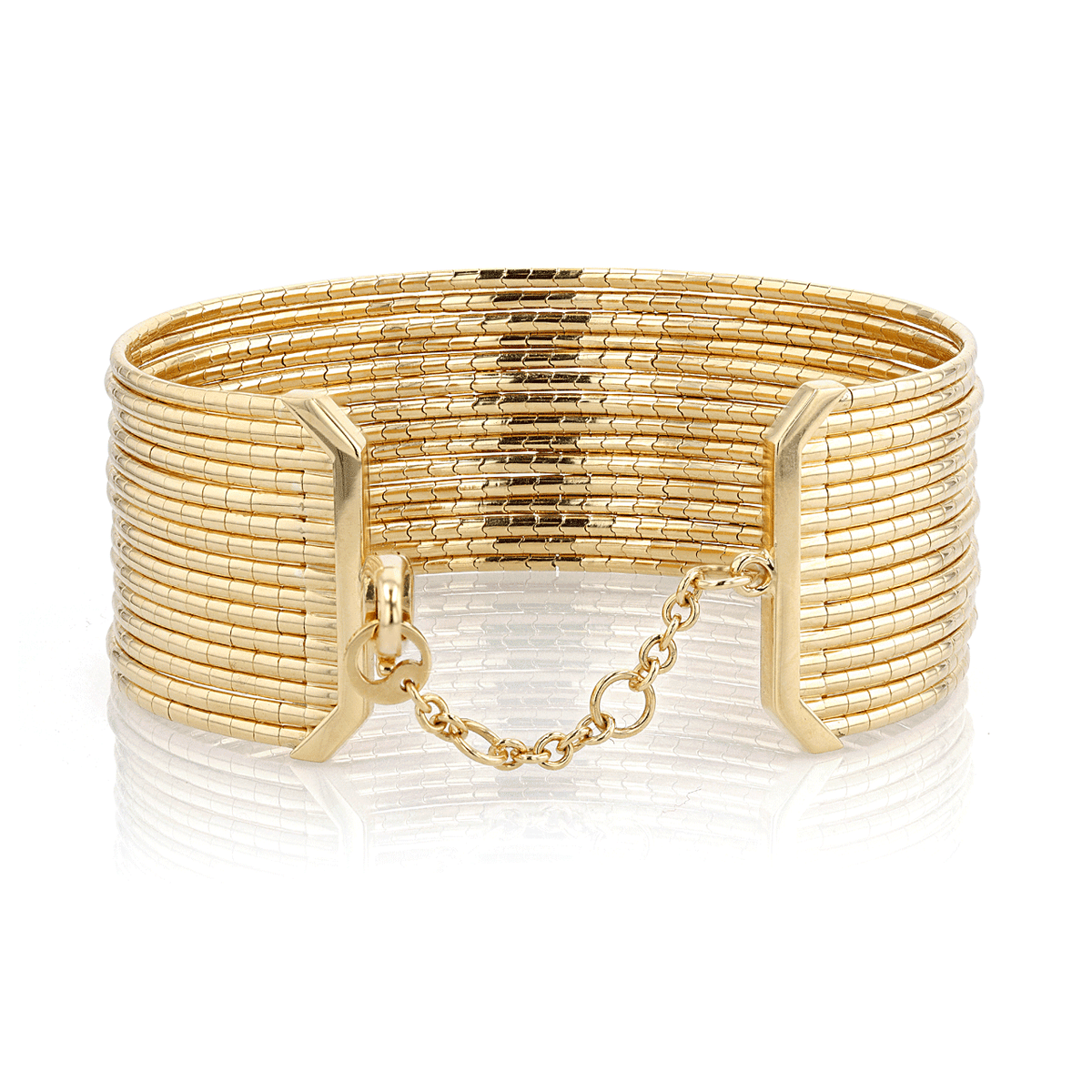 18k Yellow Gold and 2.34 Total Weight Diamond Multi Row Cuff