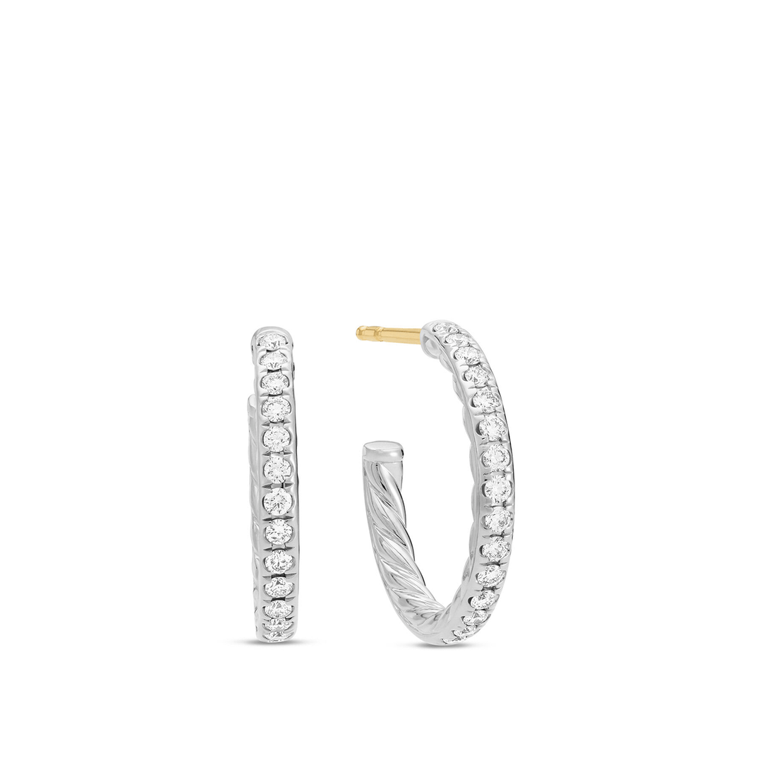 David Yurman Pavé Hoop Earrings Sterling Silver with Diamonds, 19mm