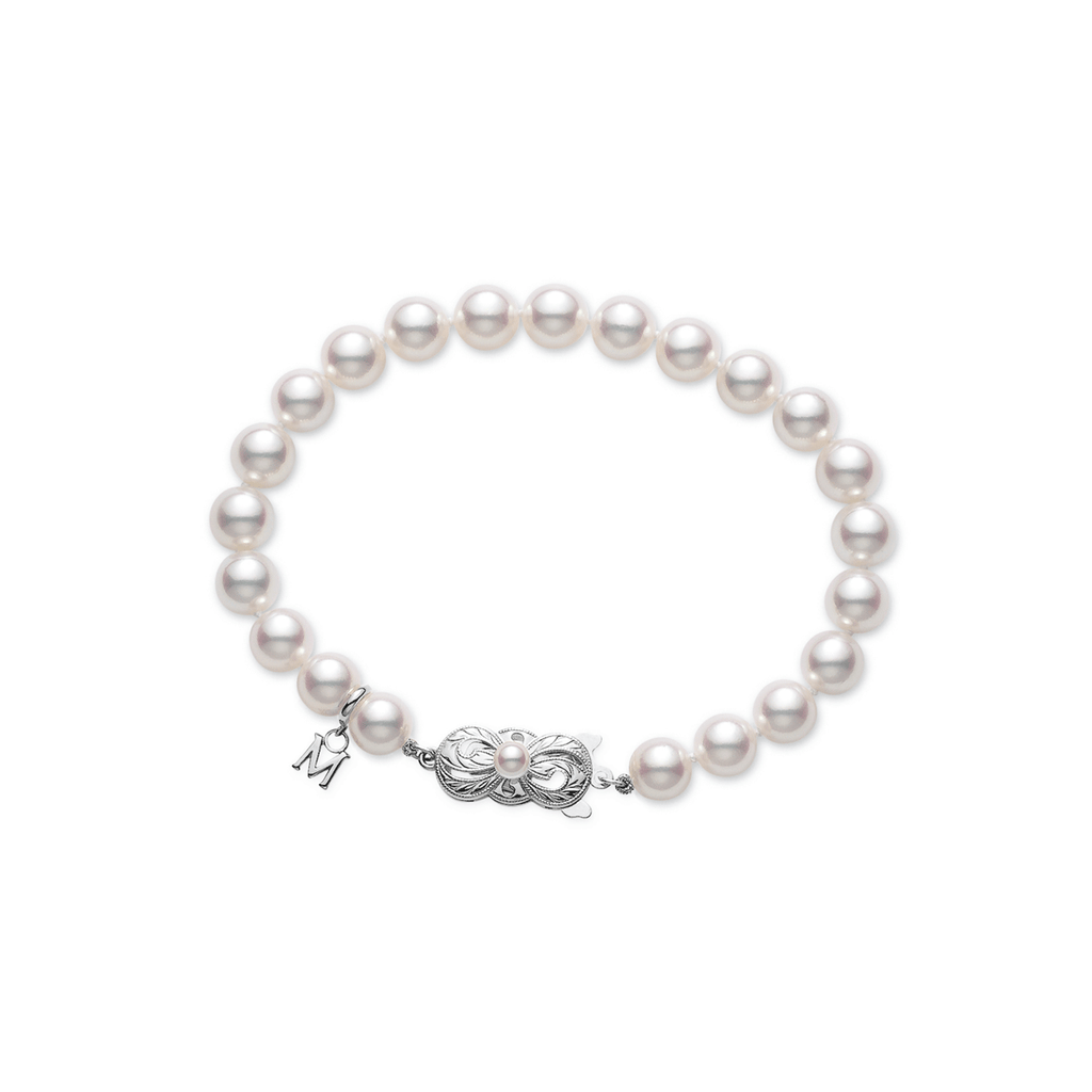 Mikimoto 18k White Gold Akoya 7.5mm Pearl Bracelet