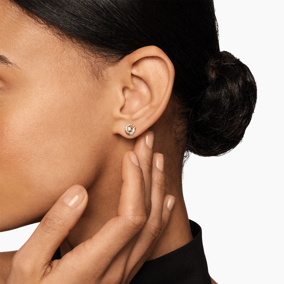 Petite Infinity Stud Earrings in 18K Yellow Gold with Diamonds