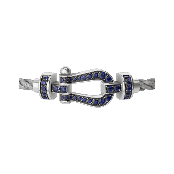 FRED Force 10 Steel Cable with 18k White MD Buckle Blue Sapphire, Exclusively at Hamilton Jewelers