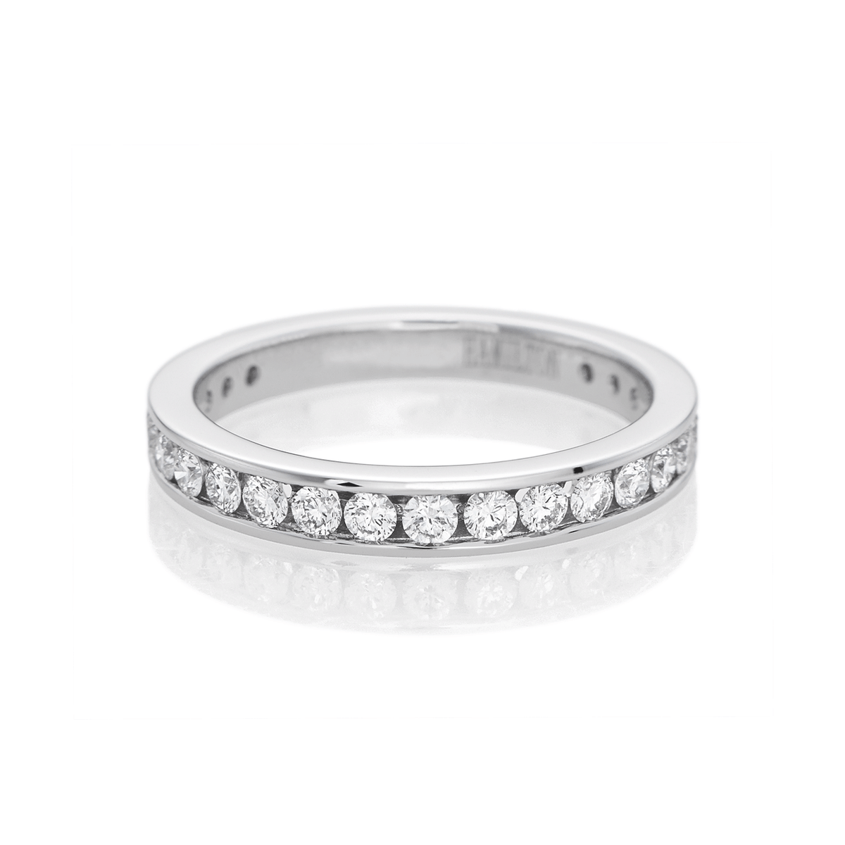 Hamilton Cherish Collection 18k White Gold and 0.45 Total Weight Diamond 1/2 Way Wedding Channel Set Band