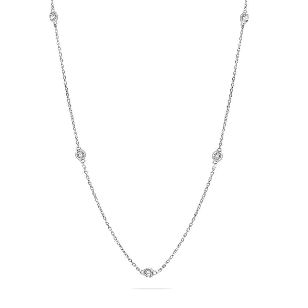 14k White Gold and.25 Total Weight Diamond Necklace