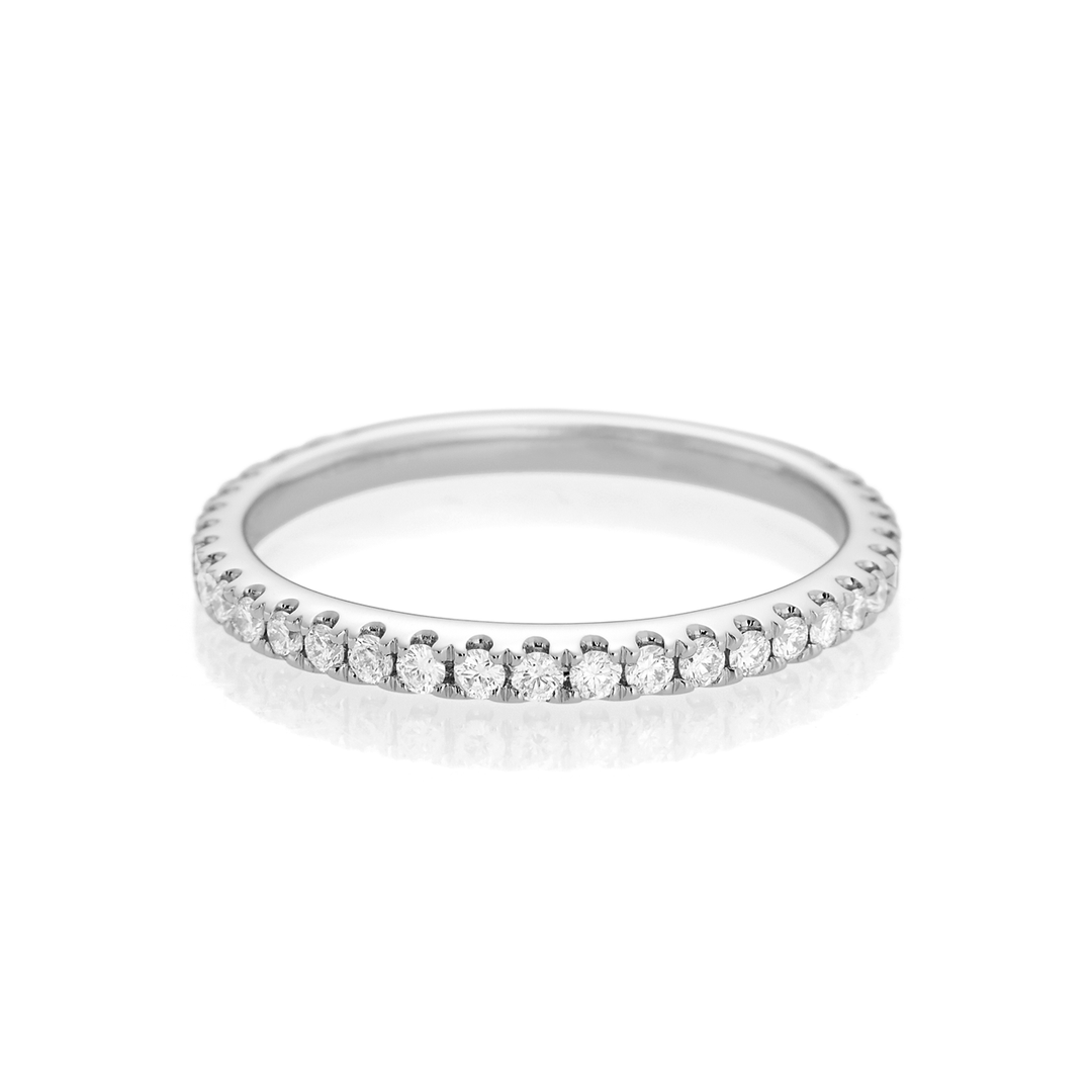Hamilton Cherish Collection 18k White Gold and 0.25 Total Weight Diamond 1/2 Way Micro Prong Wedding Band