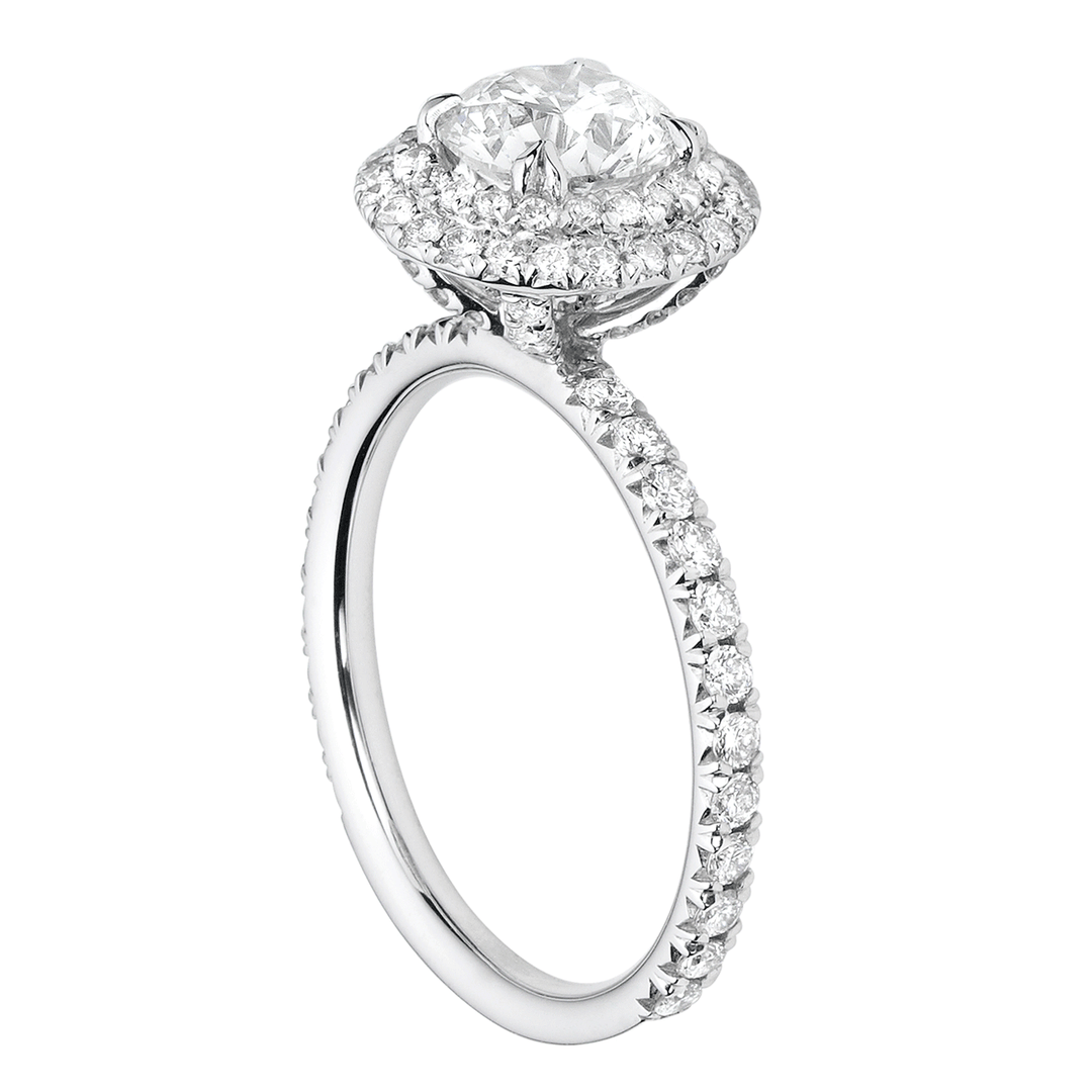 Hamilton Lisette Collection 18k White Gold and 0.55 Total Weight Diamond Double Halo Mounting Ring