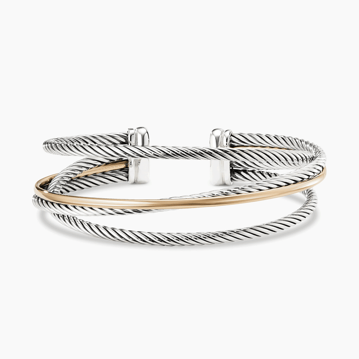 David Yurman The Crossover Collection Three-Row Cuff with 18k Yellow Gold