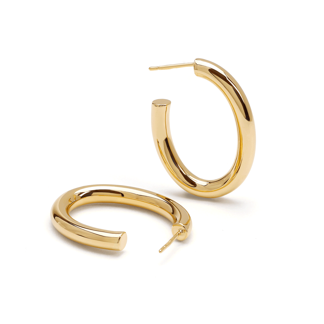 18k Yellow Gold 30mm x 22mm Hoops