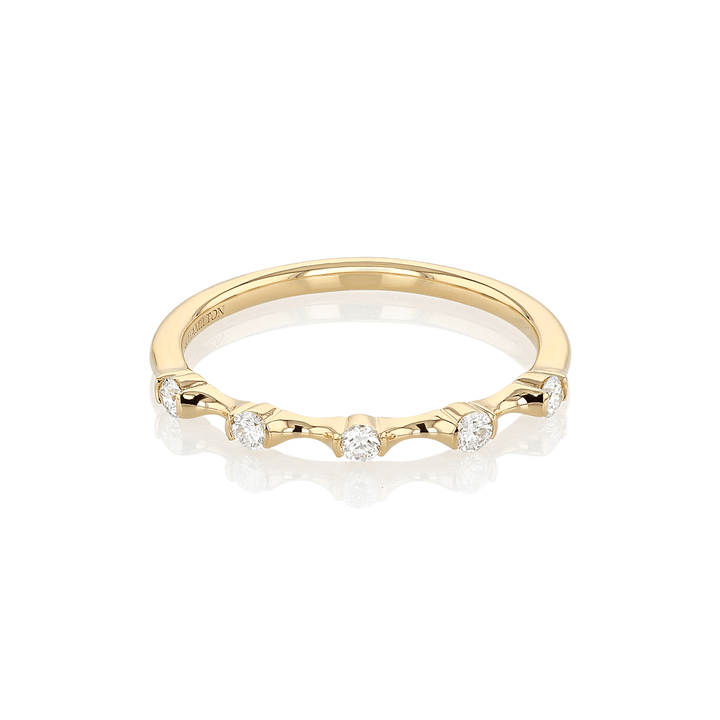 Wave 18k Yellow Gold Single Row Diamond .15 Total Weight Ring