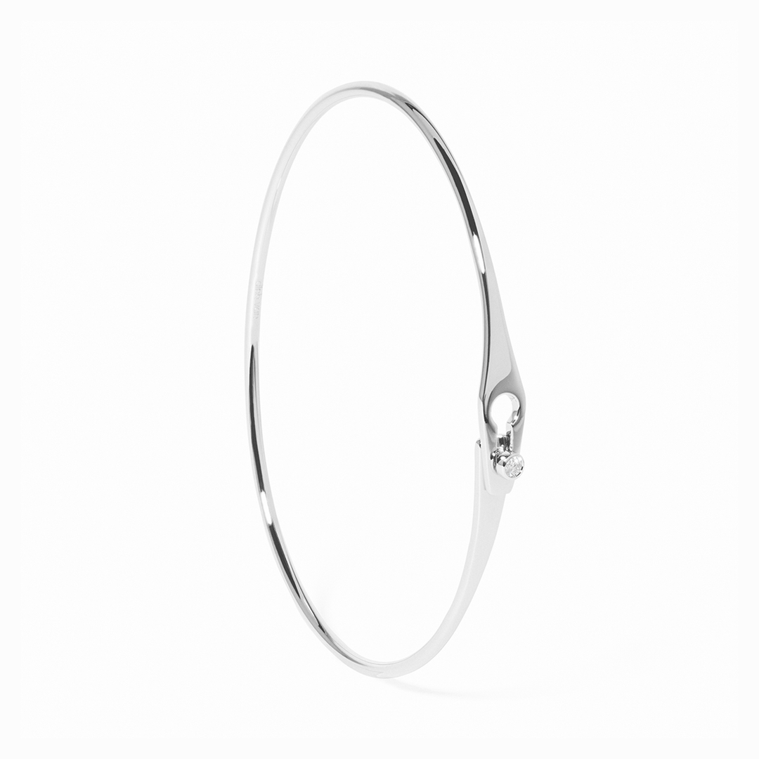 Dinh Van Serrure Jonc 18k White Gold and Diamond Bracelet