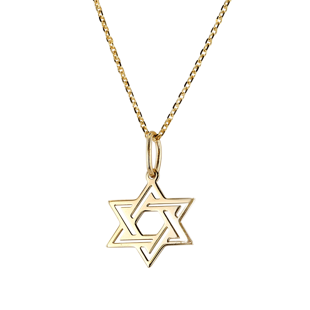 14k Yellow Gold Star of David Pendant