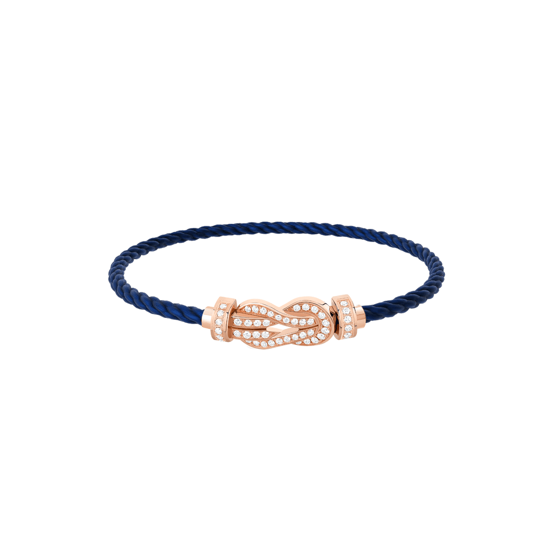 FRED Navy Cord 18k Rose Gold MD Full Diamond Chance Infinie Buckle, Exclusively ay Hamilton Jewelers