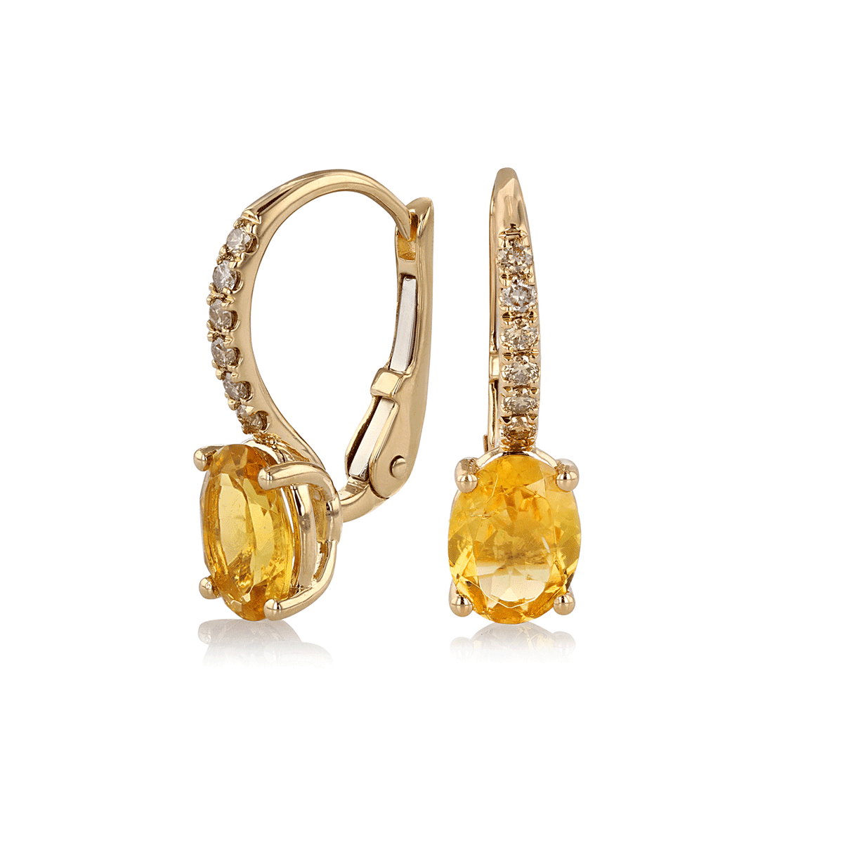 Hamilton Facet Collection 18k Yellow Gold and 1.60 Total Weight Yellow Tourmalines Sapphire Earrings