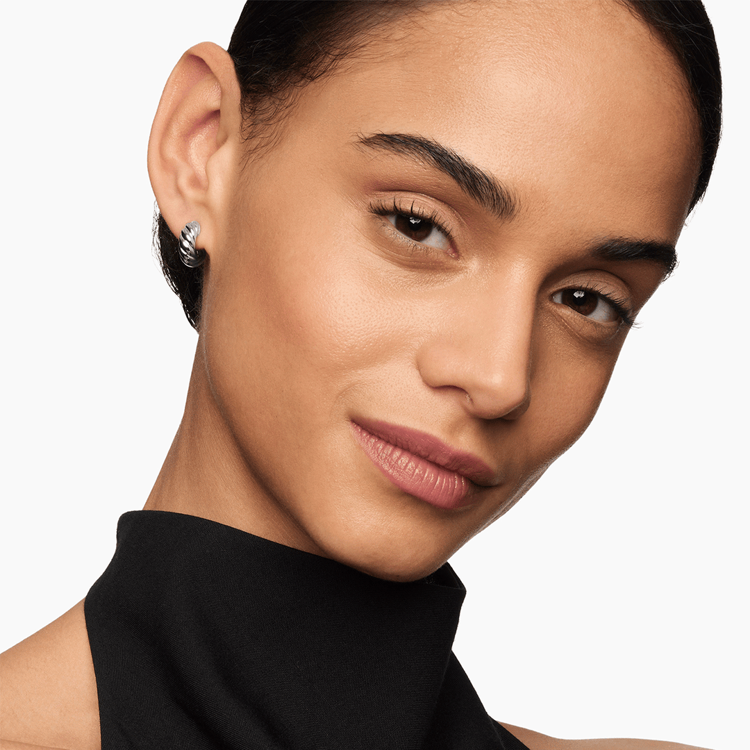 David Yurman Sculpted Cable Hoop Earrings Sterling Silver, 14.4mm