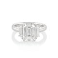 Platinum and 3.01 Total Weight Emerald Cut Diamond Three Stone Ring