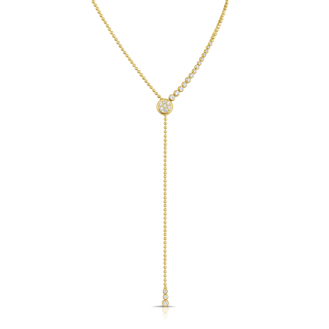 14k Yellow Gold and 1.12 Total Weight Diamond Lariat Necklace