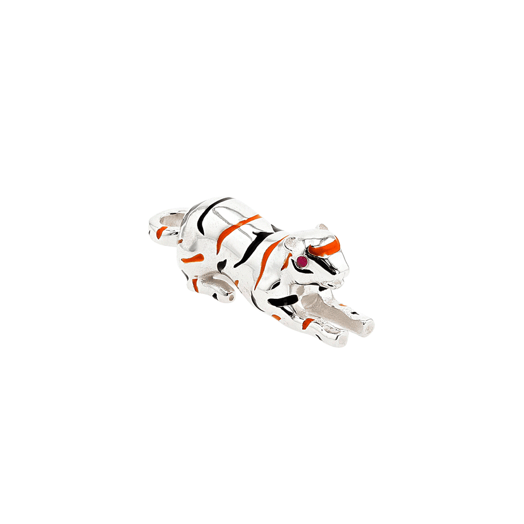 Hamilton Palmer Square Enamel Tiger Sterling Silver Charm