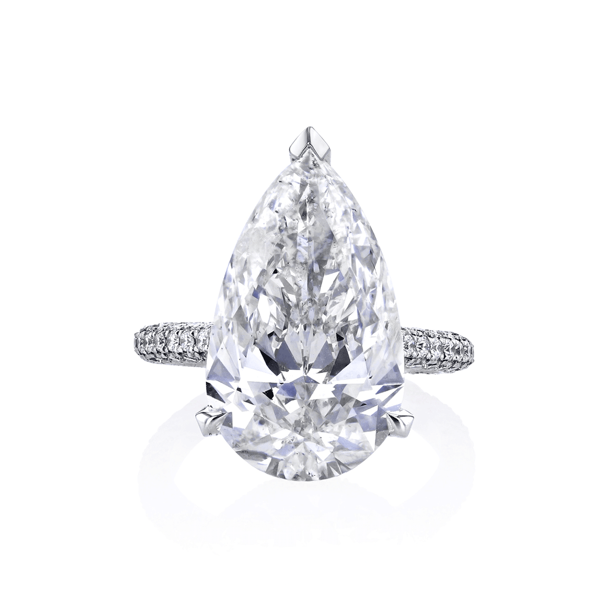 Platinum and 7.04 Total Weight Pear Shape Diamond Ring