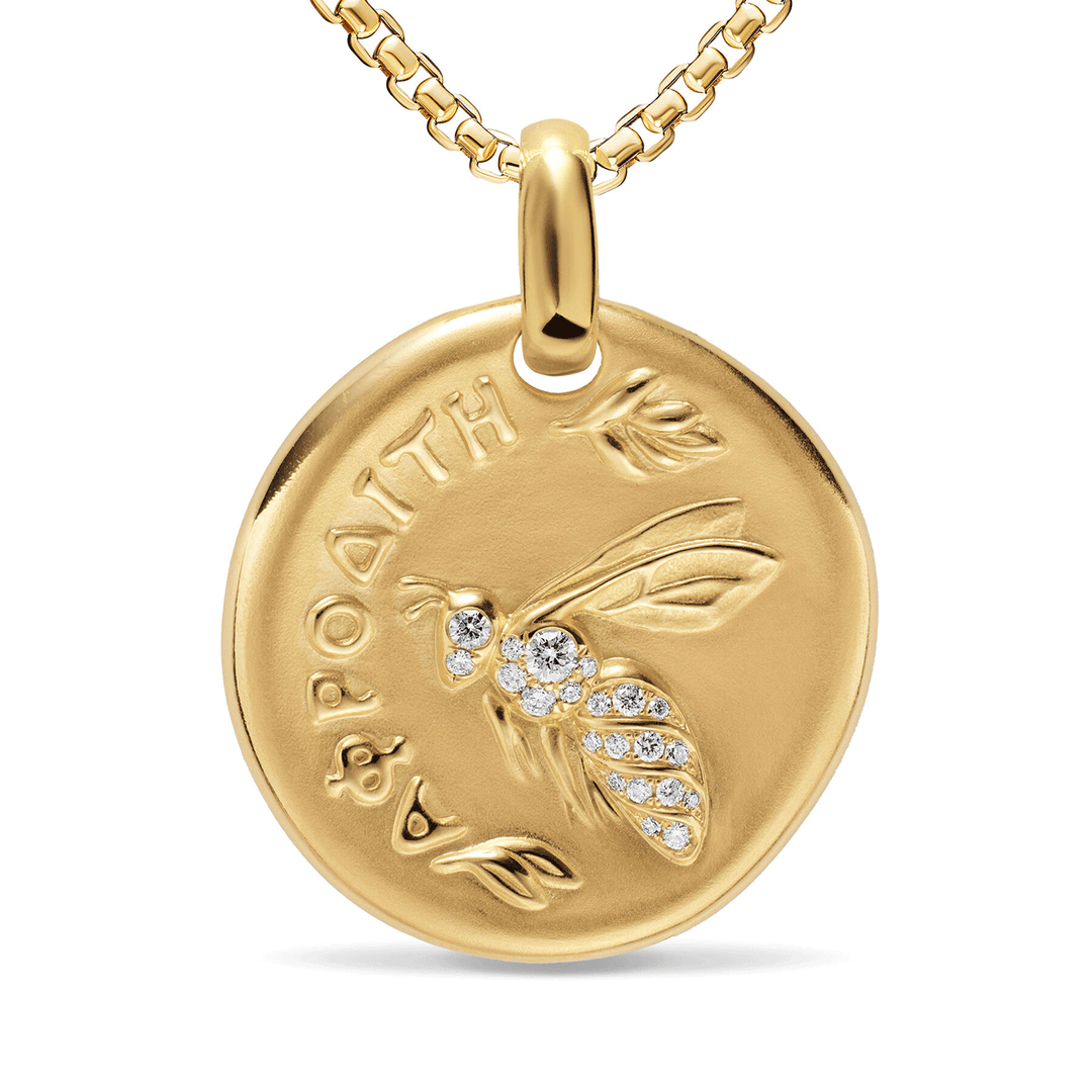 David Yurman Aphrodite Medallion Amulet 18K Yellow Gold with Diamonds, 28.3mm