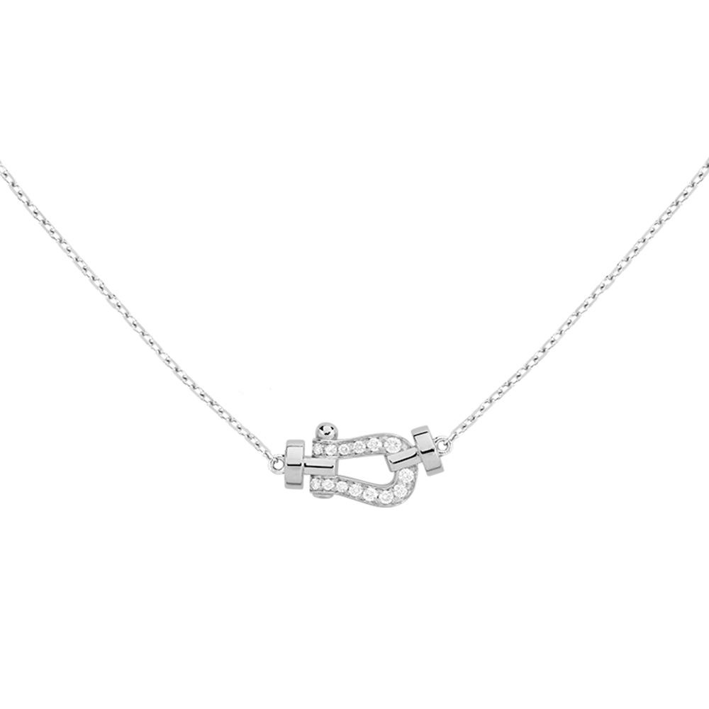 FRED Force 10 18k White Gold and Diamond Small Model Chain Necklace