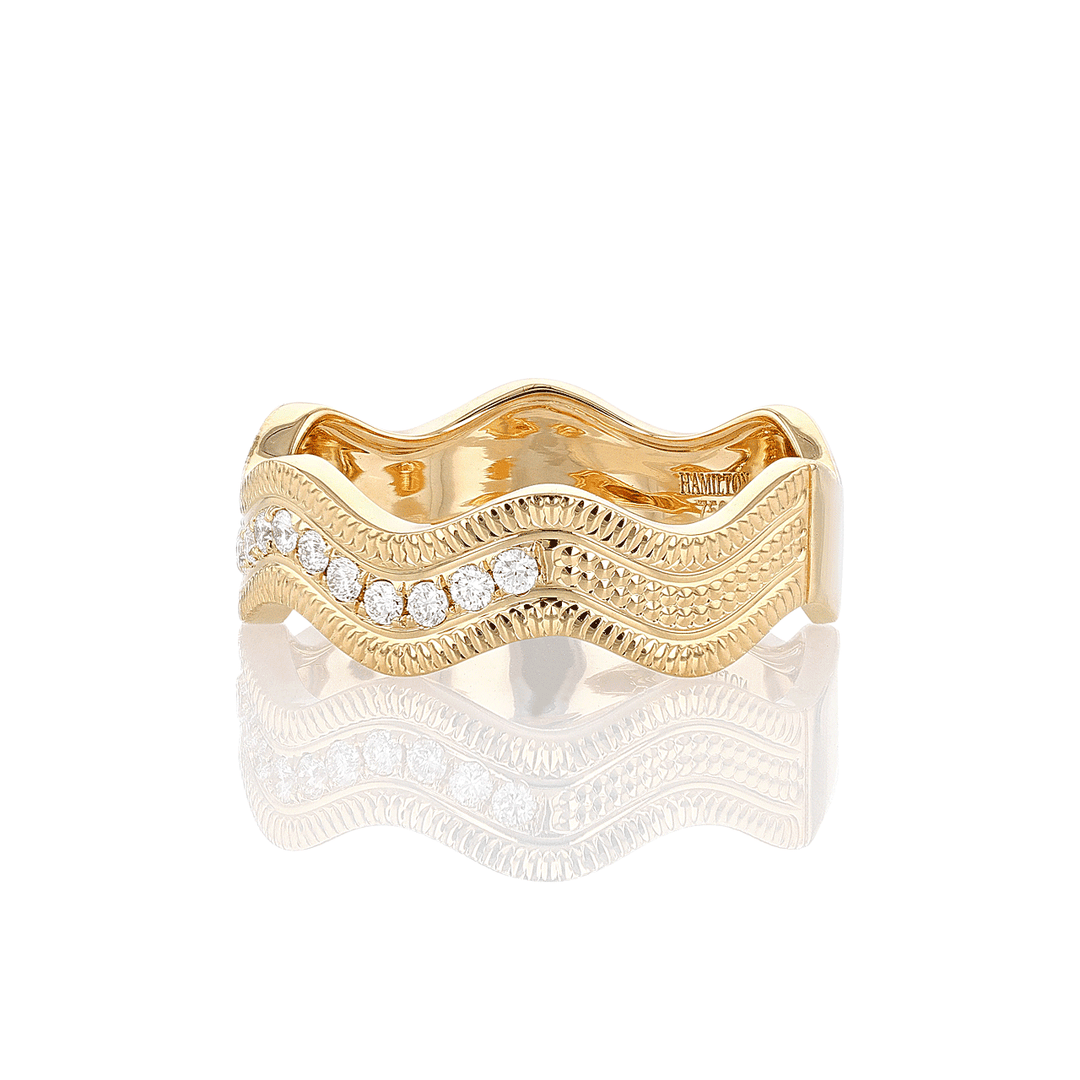 Regency 18k Yellow Gold and .26 Total Weight Diamond Ring