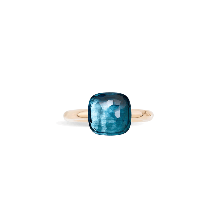 Pomellato Nudo Classic 18k Rose White Gold London Blue Topaz Ring