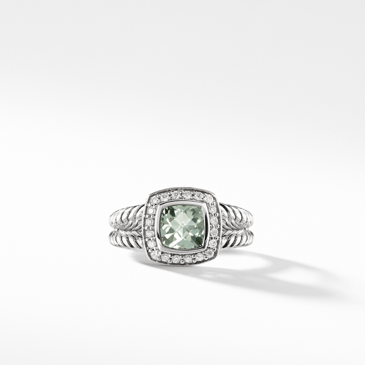 Petite Albion® Ring with Prasiolite and Diamonds Size 6