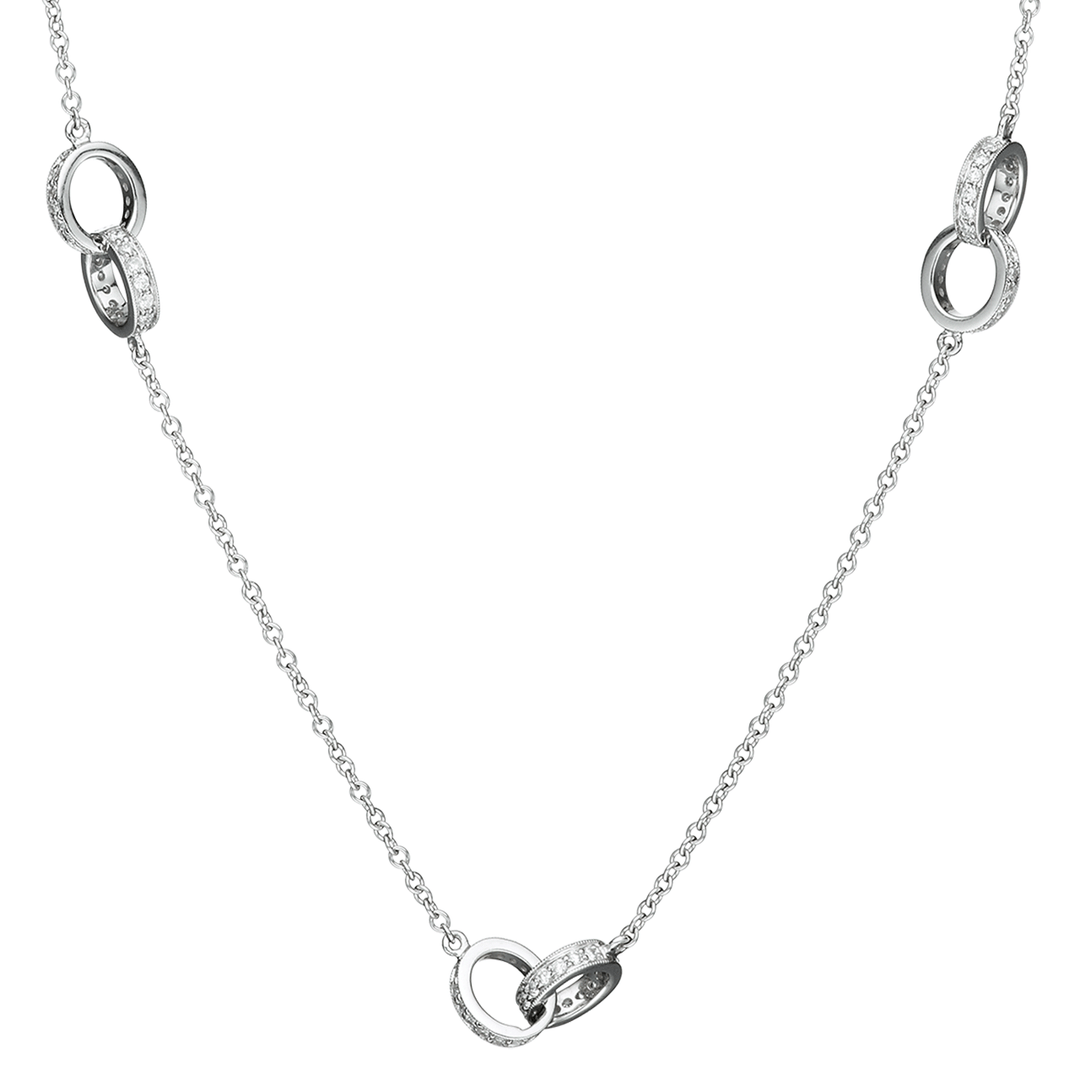 Hamilton 18k Gold Eternity Diamond 2.92 Total Weight 30 Inch Necklace