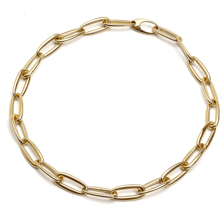 18k Yellow Gold 18 Inch Narrow Oval Link Necklace