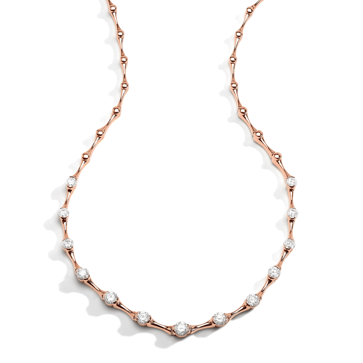 Wave 18k Rose Gold and Diamond 2.13 Total Weight 16 Inch Collar Necklace