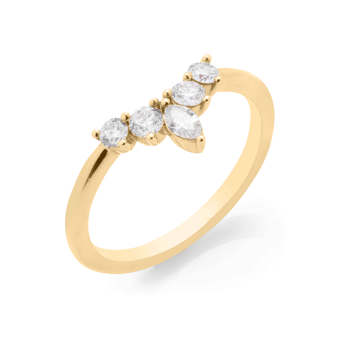 18k Yellow Gold Round and Marquise Diamonds .35 Total Weight Band