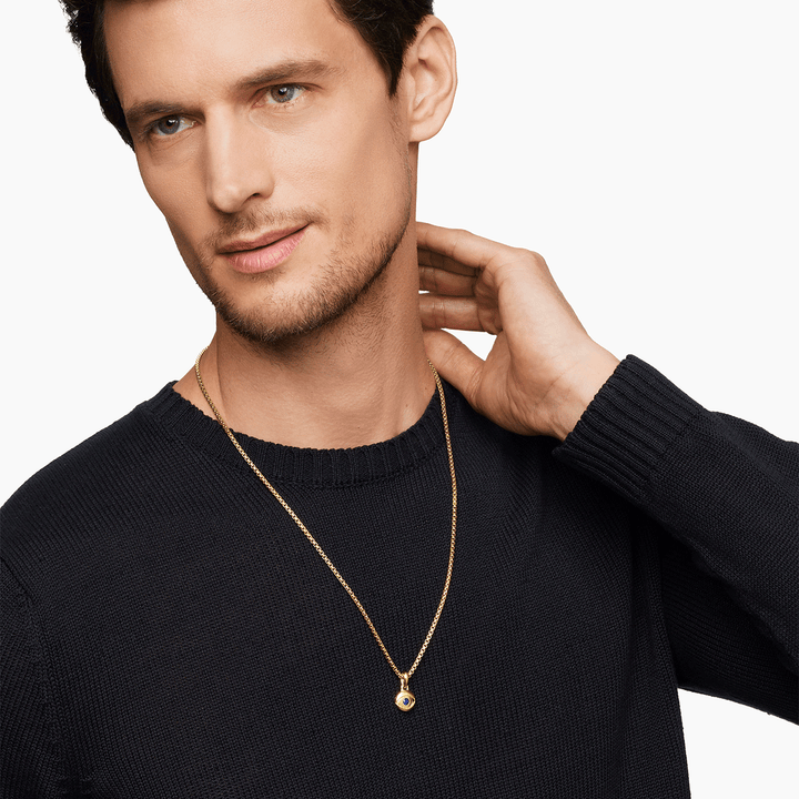 David Yurman Evil Eye Amulet in 18k Yellow Gold with Blue Sapphire