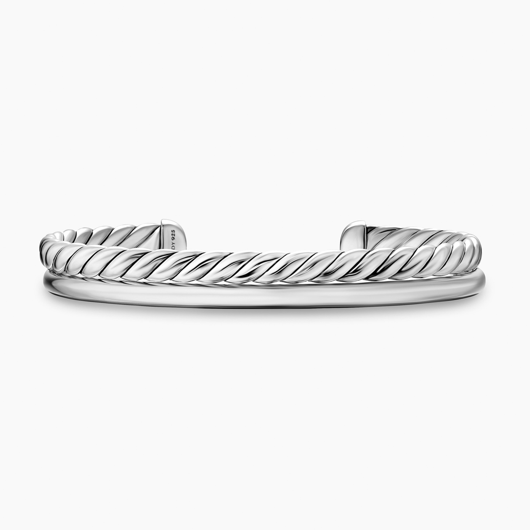 David Yurman Mercer Two Row Cuff Bracelet Sterling Silver, 8mm
