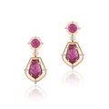 Goshwara G-One 18k Yellow Gold and Rubelite Drop Earrings