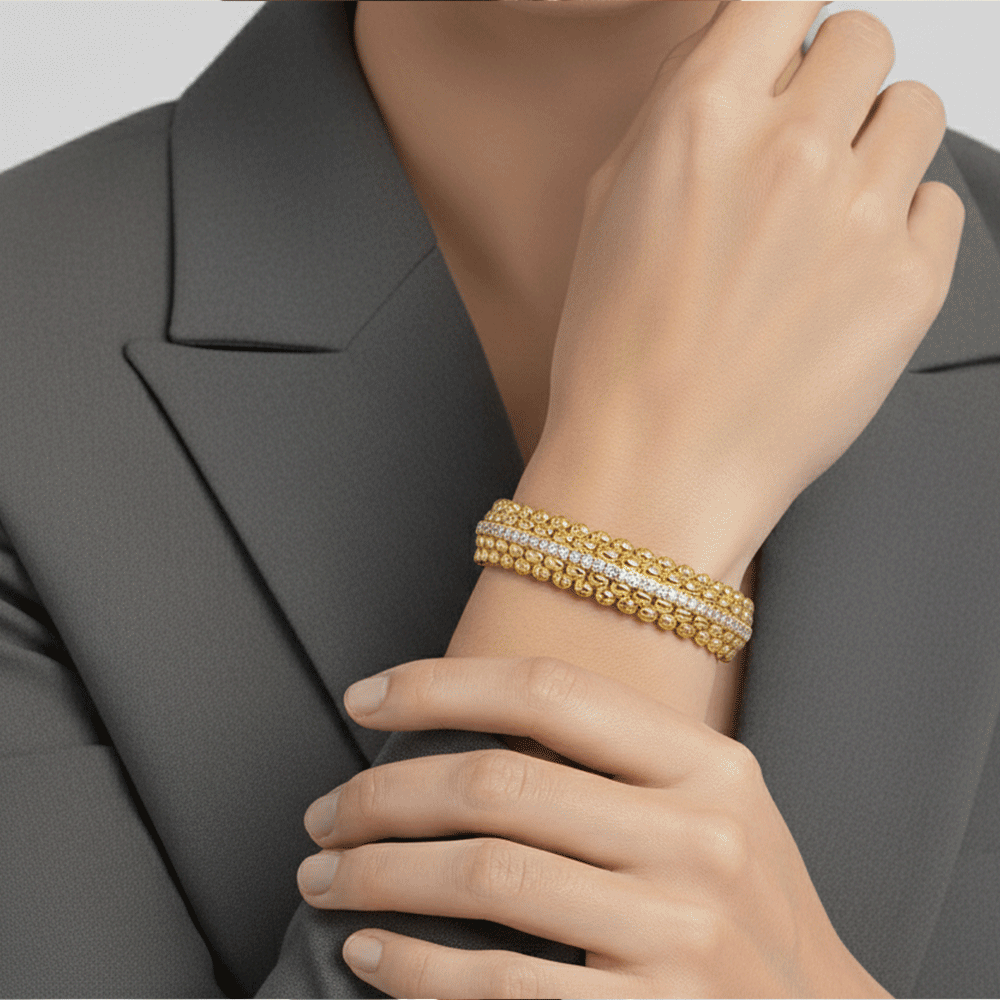 18k Yellow Gold Five Row 2.02 Total Weight Flex Bracelet