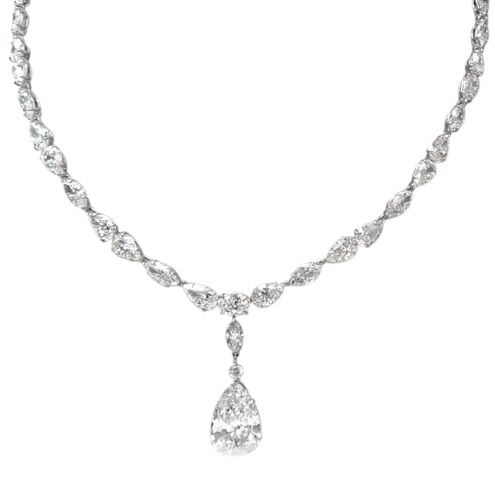 Hamilton Private Reserve Collection Platinum and Pear Shape Diamond 10.05 Total Weight Drop Necklace