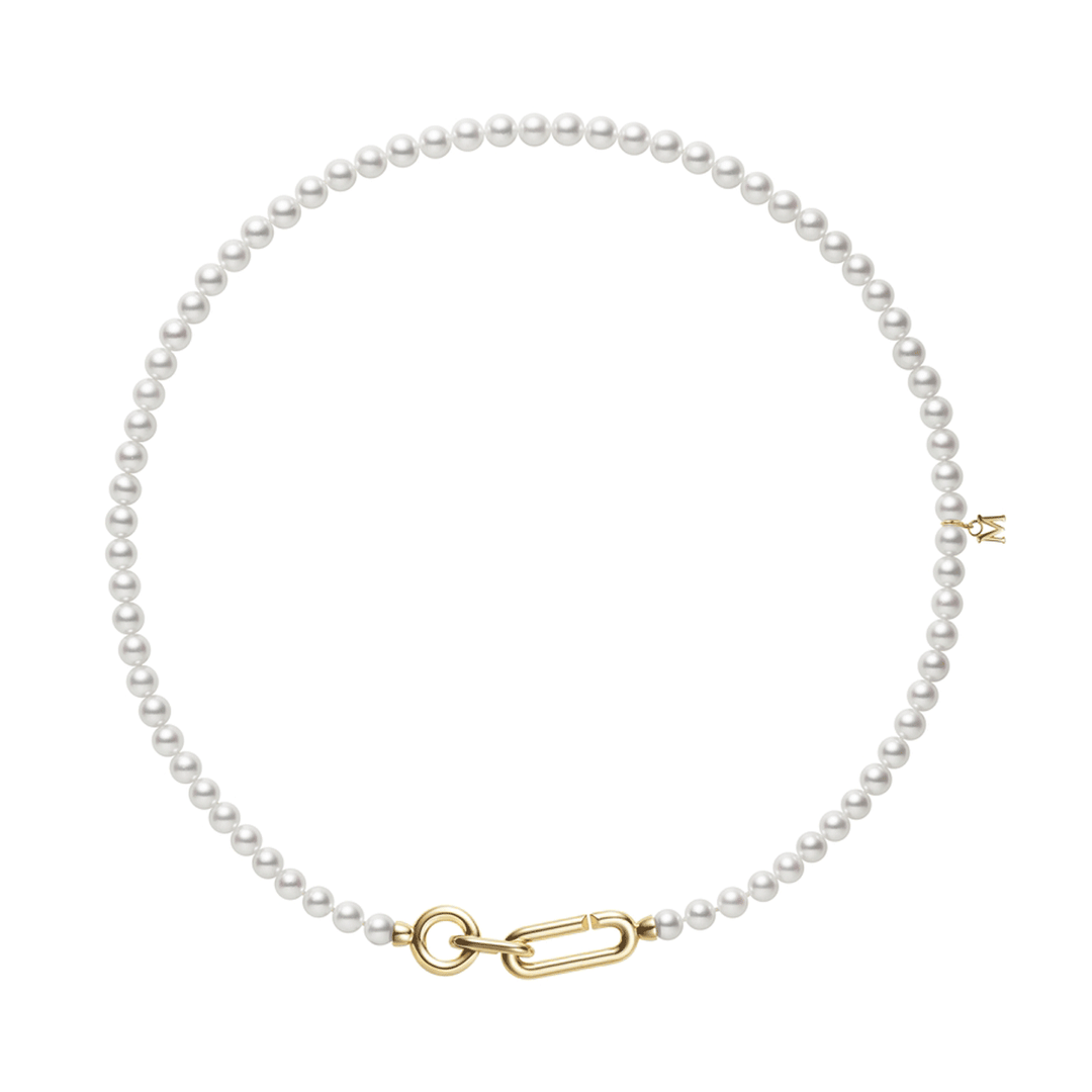 Mikimoto M Code 18k Yellow Gold Akoya Cultured Pearl Necklace