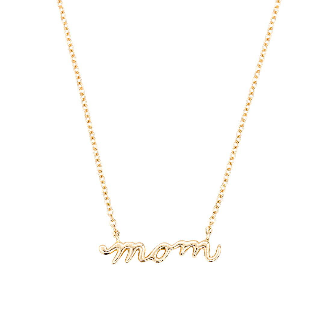 14k Yellow Gold Petite Mom Necklace