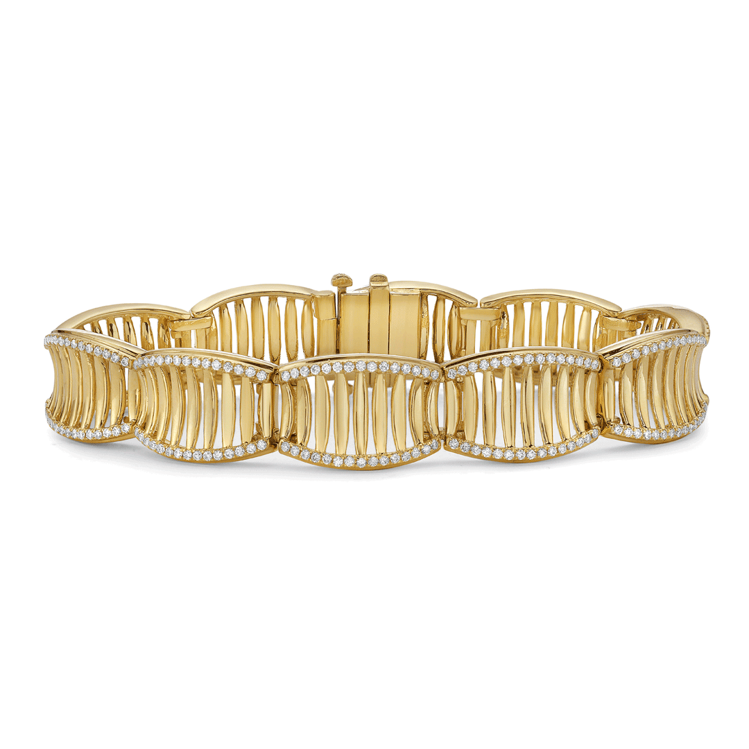 Charles Krypell 18k Yellow Gold and 1.60 Total Weight Diamond Bracelet