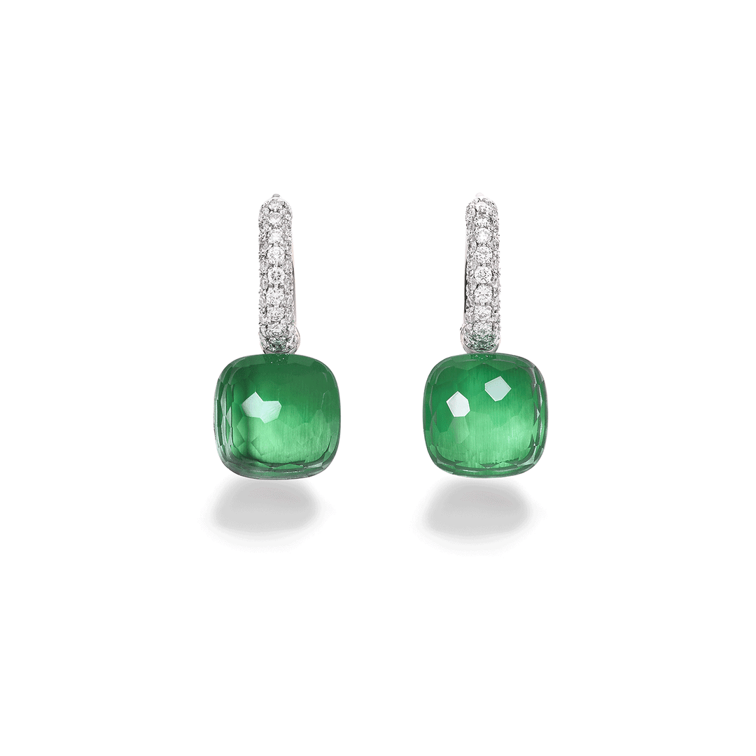 Pomellato Nudo 18k White Gold Rose Gold Prasiolites and Diamond Earrings