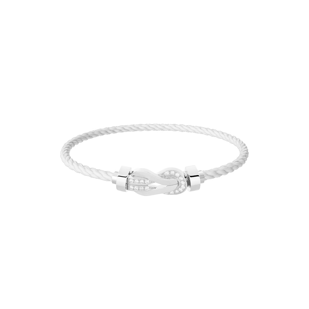 FRED White Cord 18k White Gold MD Half Diamond Chance Infinie Buckle, Exclusively at Hamilton Jewelers