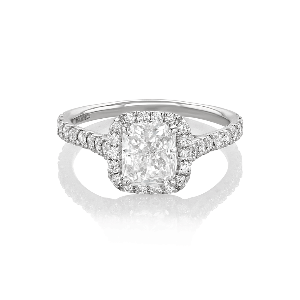 Hamilton Lisette Collection Platinum and Radiant Cut Diamond 1.50 Total Weight Engagement Ring