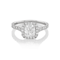Hamilton Lisette Collection Platinum and Radiant Cut Diamond 1.50 Total Weight Engagement Ring