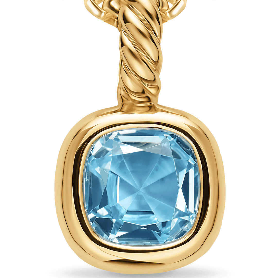 David Yurman Mini Cushion Cut Amulet 18k Yellow Gold with Sky Blue Topaz, 5.5mm