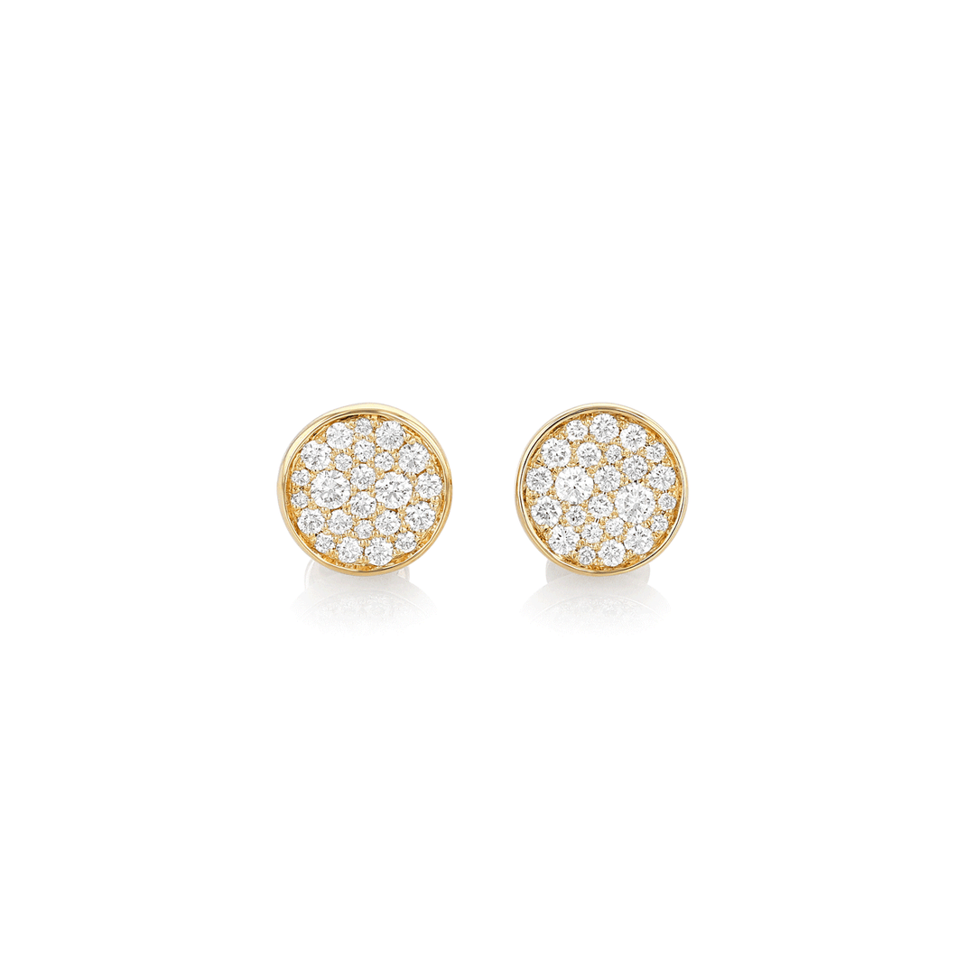 Luminous 18k Yellow Gold and Diamond .65 Total Weight 10mm Stud Earrings