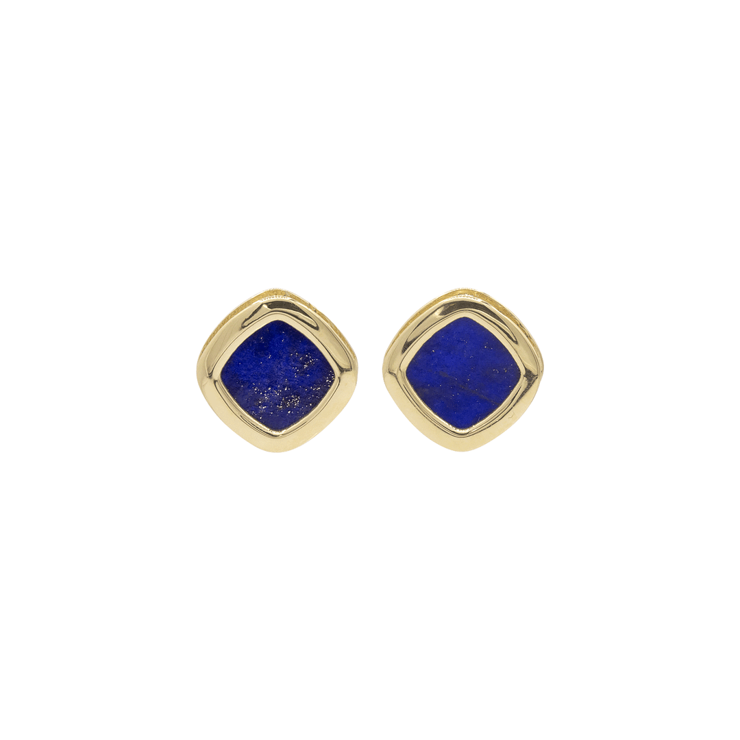 1970's 18k Yellow Gold and Lapis Stud Earrings